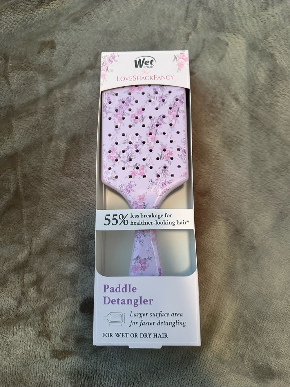 LoveShackFancy Lavender Floral Paddle Hair Brush